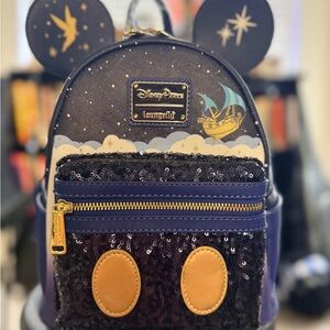 Loungefly Peter Pan MMMA Sequin Mini Backpack NWT Disney Parks